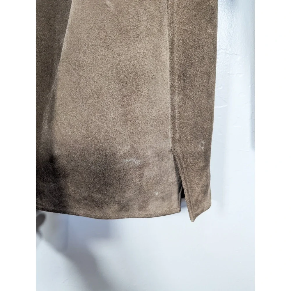 J Crew‎ Jacket XL Y2K 90s Suede Leather Quilted Lined Tan Button Up Coat